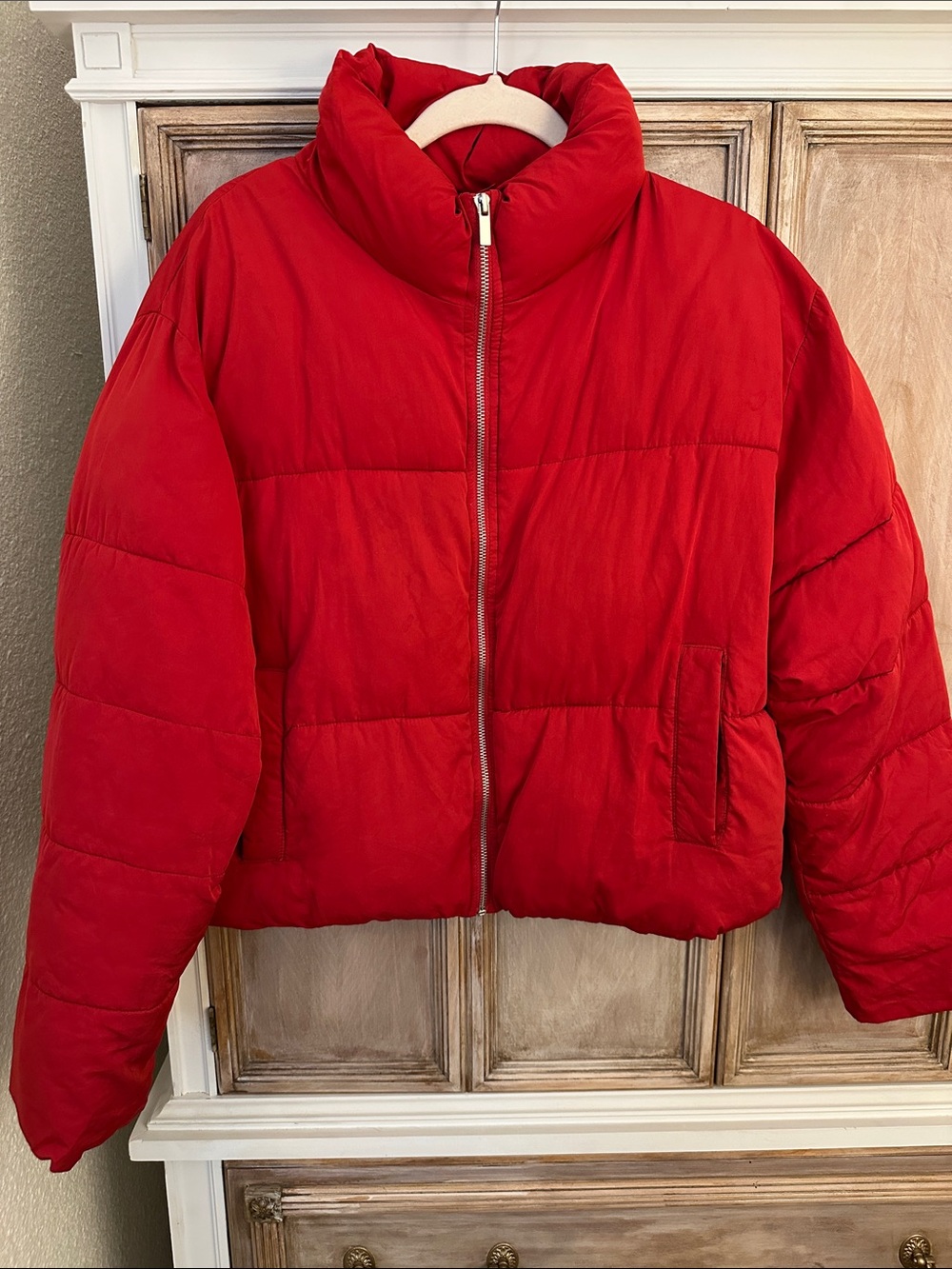 Urban Outfitters Red Puffer Jacket